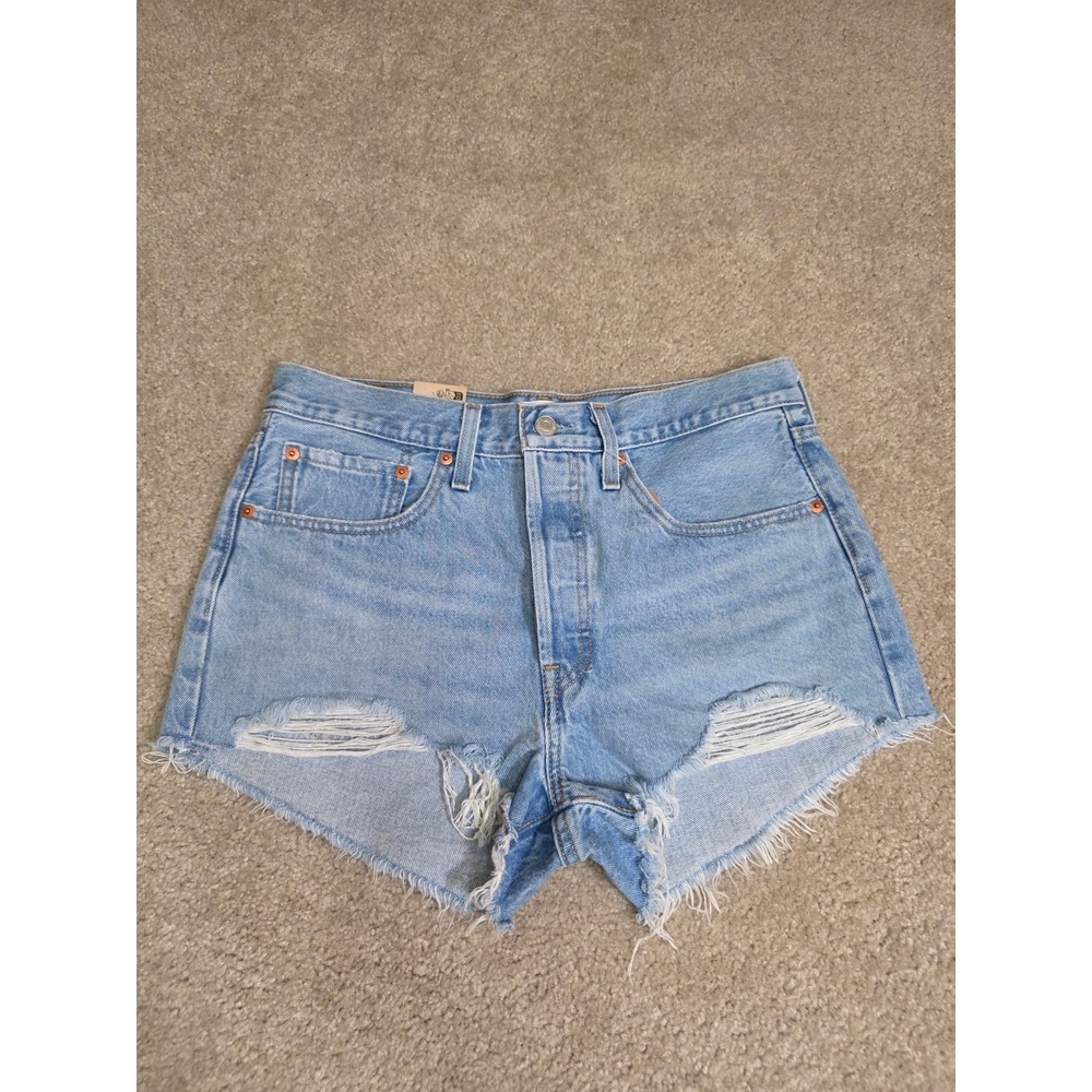 Levis 501 Micro Shorts Light Wash Distressed Denim Cut Offs Size 30 NEW